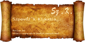 Szpevák Klaudia névjegykártya